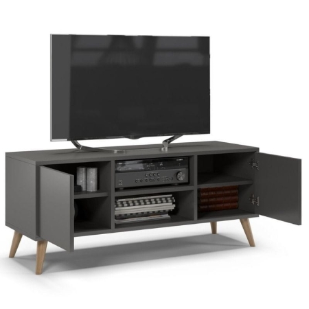 Szafka rtv, skandynawski styl, SKAND, 120x40x50 cm, grafit, mat