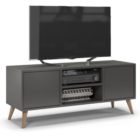 Szafka rtv, skandynawski styl, SKAND, 120x40x50 cm, grafit, mat