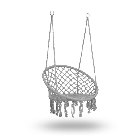 Fotel ogrodowy, wiszący, huśtawka, Boho, 80x80x108 cm, szary