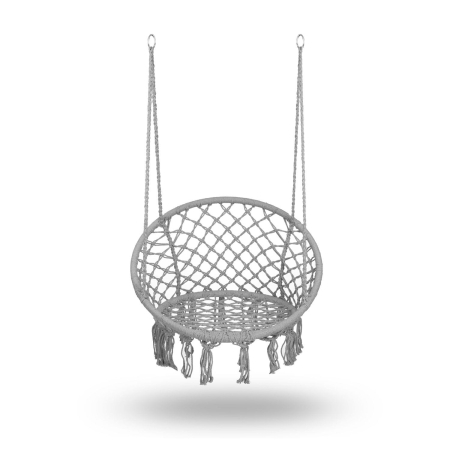Fotel ogrodowy, wiszący, huśtawka, Boho, 80x80x108 cm, szary