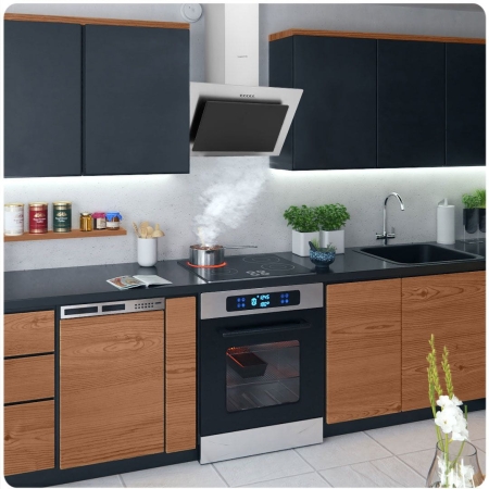Okap kuchenny, kominowy, 60 cm, berdsen, inox, BT-209, srebrny