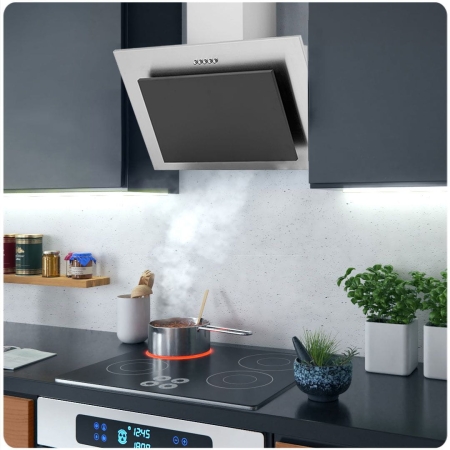 Okap kuchenny, kominowy, 60 cm, berdsen, inox, BT-209, srebrny