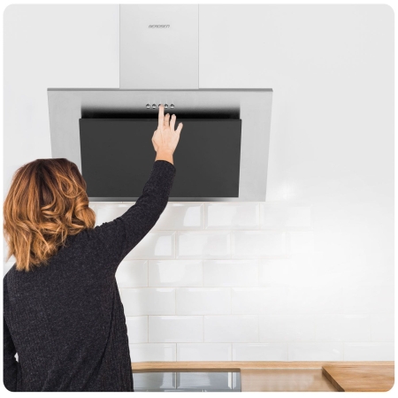 Okap kuchenny, kominowy, 60 cm, berdsen, inox, BT-209, srebrny