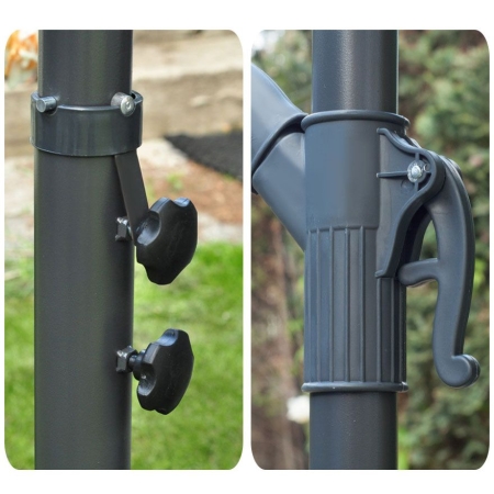 Parasol ogrodowy, składany, 6 segmentów, 250x350 cm, granatowy