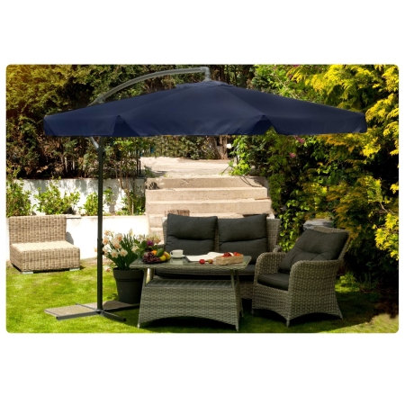 Parasol ogrodowy, składany, 6 segmentów, 250x350 cm, granatowy
