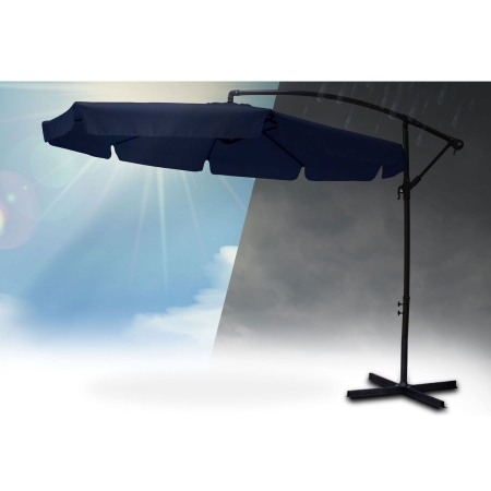 Parasol ogrodowy, składany, 6 segmentów, 250x350 cm, granatowy