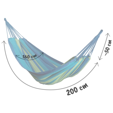 Hamak ogrodowy, 2-osobowy, Malaga Double, 200x160 cm, niebiesko-zielony