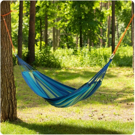 Hamak ogrodowy, 2-osobowy, Malaga Double, 200x160 cm, niebiesko-zielony