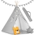 Namiot tipi dla dzieci, girlanda, światełka, 120x165 cm, szary