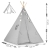 Namiot tipi dla dzieci, girlanda, światełka, 120x165 cm, szary