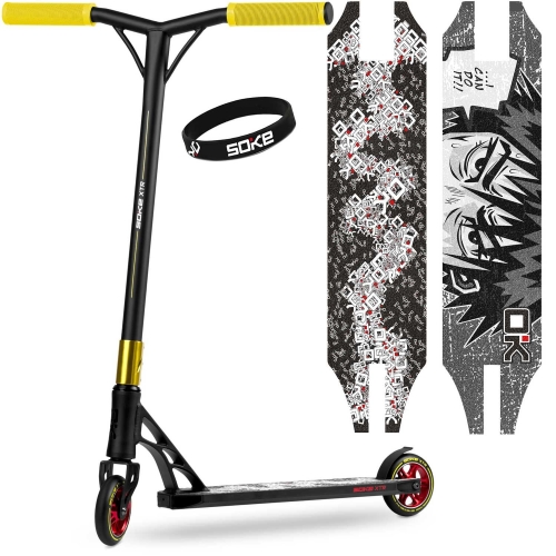 Przejdź do produktu Hulajnoga dwukołowa, wyczynowa, Soke XTR, czarno-żółta