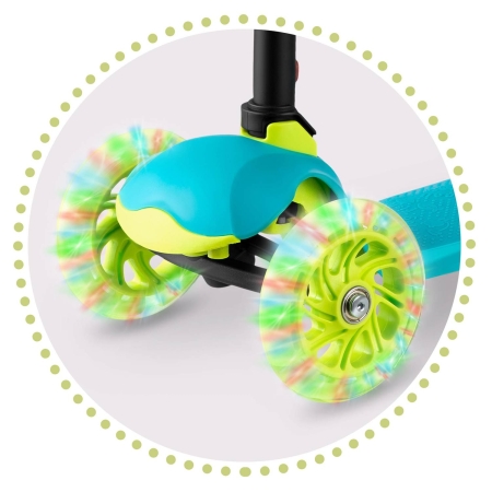 Hulajnoga trójkołowa, dla dzieci, led, luco, turkusowa