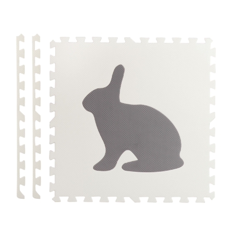 Mata piankowa, puzzle, 6 elementów, 180 x 120 cm, zwierzaki, biały, szary