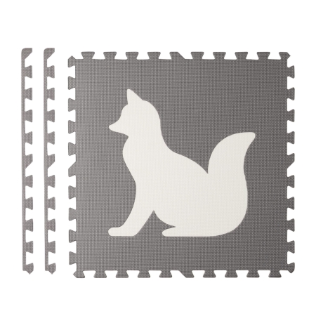 Mata piankowa, puzzle, 6 elementów, 180 x 120 cm, zwierzaki, biały, szary