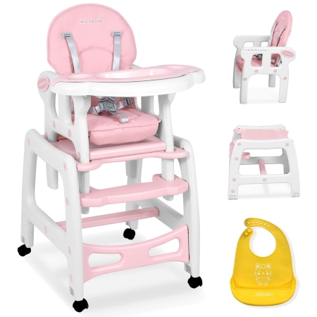Krzesełko do karmienia, RicoKids, Sinco, 5w1, różowe