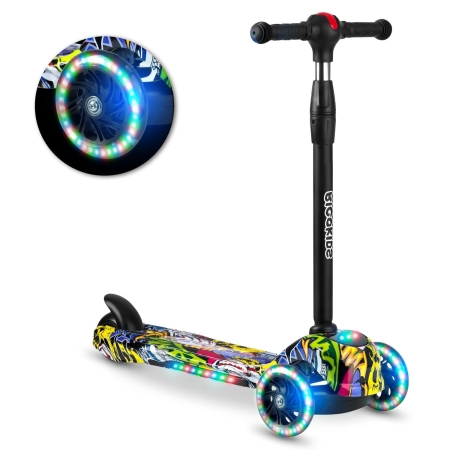 Hulajnoga trójkołowa, dla dzieci, światełka led, piko, czarna