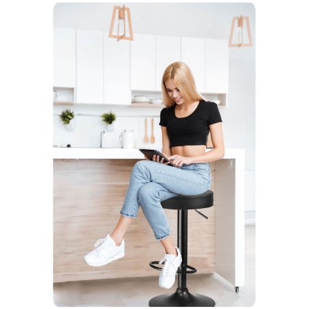 Hoker barowy, krzesło, imago, ekoskóra, czarny