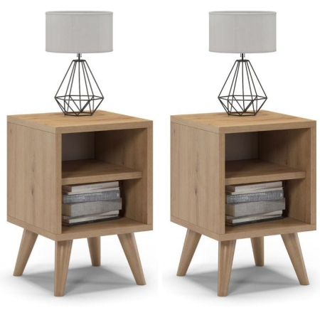 Szafki nocne, 2 sztuki, otwarte, SKAND, 30x30x45 cm, dąb, mat