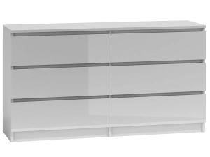 Komoda do sypialni, salonu, M6, 140x40x77 cm, biel, połysk