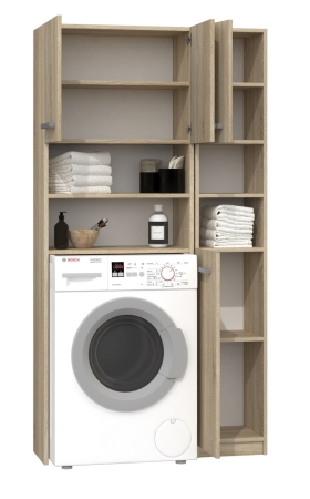 Zestaw łazienkowy, szafka nad pralkę, słupek, marpol, 96x30x183 cm, dąb sonoma