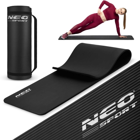 Mata do ćwiczeń, jogi, Neo-Sport, 183x60 cm, czarny
