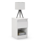 Stolik nocny, 1 szuflada, FORTIS, 30x30x45 cm, biel, mat