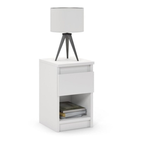 Stolik nocny, 1 szuflada, FORTIS, 30x30x45 cm, biel, mat