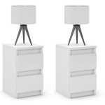 Stolik nocny, 2 szuflady, 2 sztuki, FORTIS, 30x30x45 cm, biel, mat