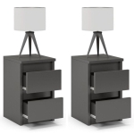 Stolik nocny, 2 szuflady, 2 sztuki, FORTIS, 30x30x45 cm, grafit, mat