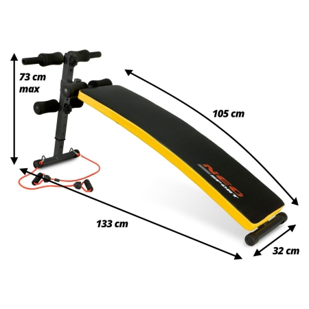 Ławeczka do ćwiczeń z ekspanderami, skośna, Neo-Sport, 133x32x73 cm, czarny
