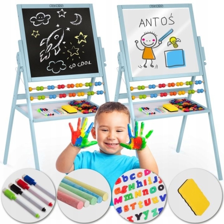 Tablica magnetyczna kredowa, obrotowa, Ricokids, niebieska