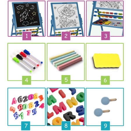 Tablica magnetyczna kredowa, obrotowa, Ricokids, niebieska