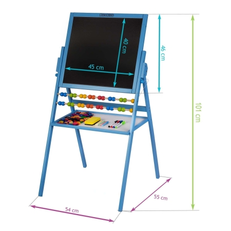 Tablica magnetyczna kredowa, obrotowa, Ricokids, niebieska