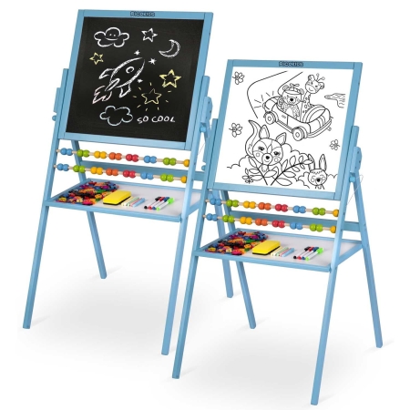 Tablica magnetyczna kredowa, obrotowa, Ricokids, niebieska