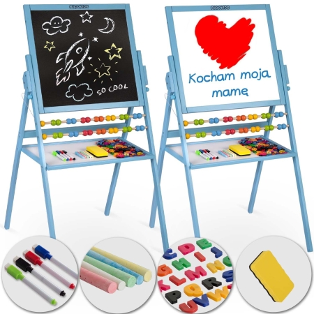 Tablica magnetyczna kredowa, obrotowa, Ricokids, niebieska