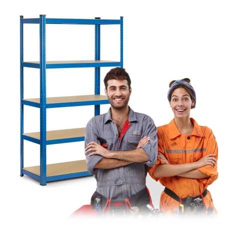 Regał metalowy, magazynowy, Humberg 4842, 75x30x150 cm, niebieski