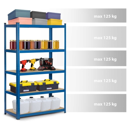 Regał metalowy, magazynowy, Humberg 4842, 75x30x150 cm, niebieski
