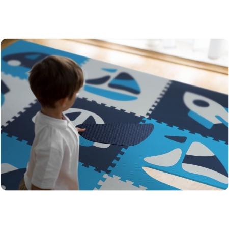 Mata piankowa, puzzle, 180x180 cm, 9 szt., niebieska