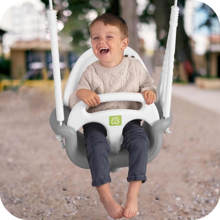 Huśtawka kubełkowa, 3w1, Ricokids, szaro-biała