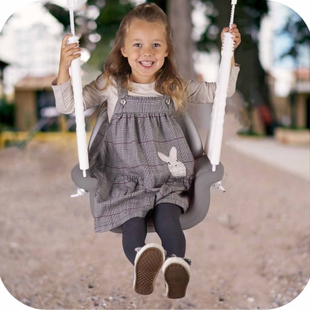 Huśtawka kubełkowa, Słonik, 3w1, Ricokids, szaro-biała