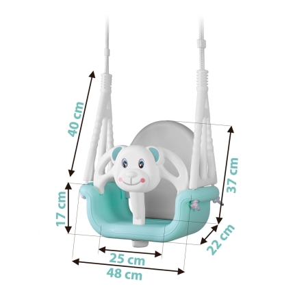 Huśtawka kubełkowa, Miś, 3w1, Ricokids, turkusowa