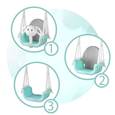 Huśtawka kubełkowa, Miś, 3w1, Ricokids, turkusowa