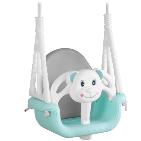 Huśtawka kubełkowa, Miś, 3w1, Ricokids, turkusowa
