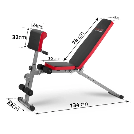 Ławeczka do ćwiczeń łamana, modlitewnik, Neo-Sport, 134x33x103 cm, czarny