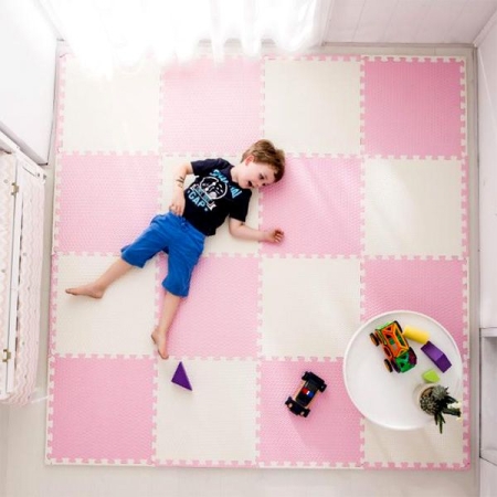 Duża mata piankowa, edukacyjna, puzzle, Ricokids, różowo-biała