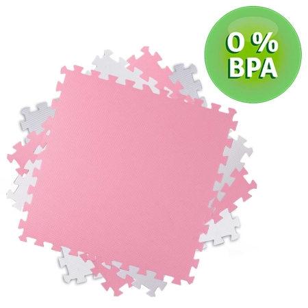 Duża mata piankowa, edukacyjna, puzzle, Ricokids, różowo-biała