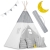 Namiot tipi dla dzieci, girlanda, światełka, 120x165 cm, jasny szary, gwiazdy