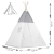 Namiot tipi dla dzieci, girlanda, światełka, 120x165 cm, jasny szary, gwiazdy