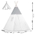 Namiot tipi dla dzieci, girlanda, światełka, 120x165 cm, jasny szary, chmurki