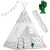 Namiot tipi dla dzieci, girlanda, światełka, 120x165 cm, biały w strzały
